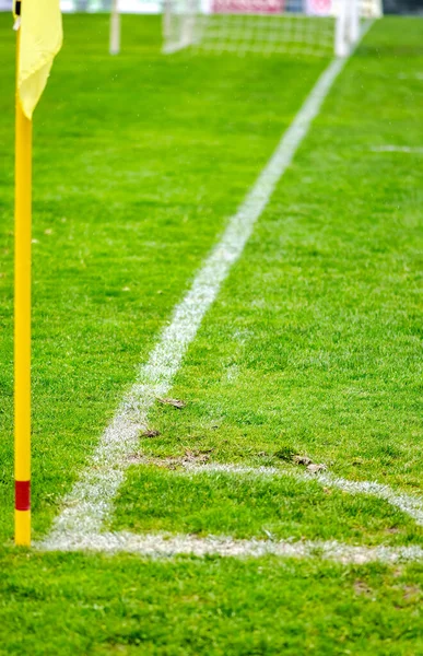 Campo Angolo Sul Campo Calcio Stadio Calcio — Foto Stock