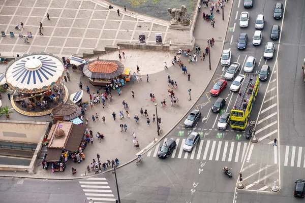 París Francia Julio 2014 Vista Aérea Aérea Los Turistas Tráfico — Foto de Stock