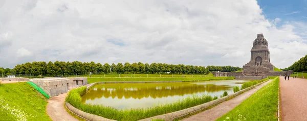 Pomnik Bitwy Narodów Lipzing Niemcy Widok Panoramiczny Letni Dzień — Zdjęcie stockowe