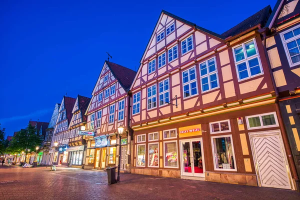 Целле Германия Июля 2016 Года Средневековые Городские Улицы Ночью — стоковое фото