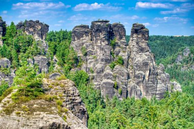 Bastei Park, Saksonya, Almanya 'da Ferdinandstein hava manzarası