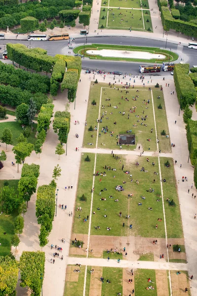 Jardin Tour Eiffel Bovenaanzicht Vanuit Lucht Tuinen Van Champ Mars — Stockfoto