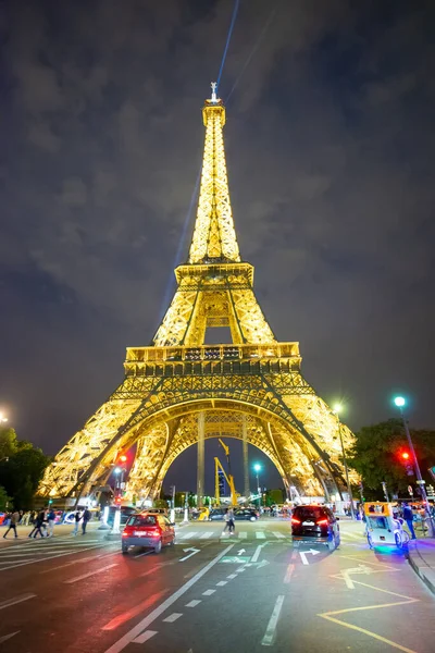 Paris France July 2014 Night View Eiffel Tower Lights Show — Stock Photo, Image