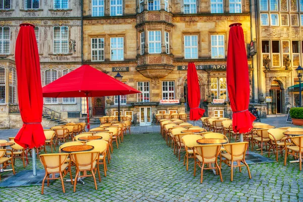 Bremen Alemania Julio 2016 Hermosa Ciudad Restaurante Mesas Aire Libre —  Fotos de Stock