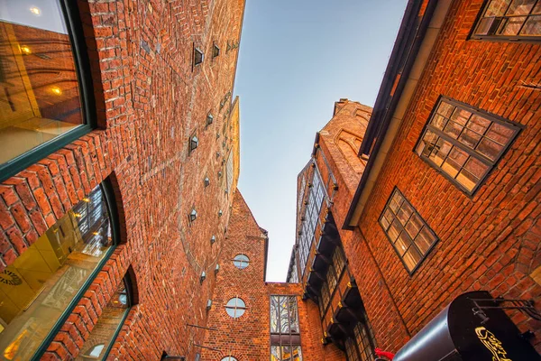 Middeleeuwse Bottcherstrasse Straatgebouwen Bij Zonsondergang Bremen Duitsland — Stockfoto