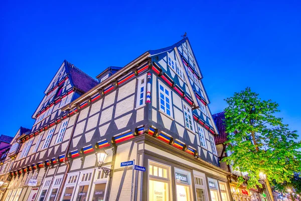 Celle Německo Července 2016 Krásné Středověké Ulice Noci — Stock fotografie