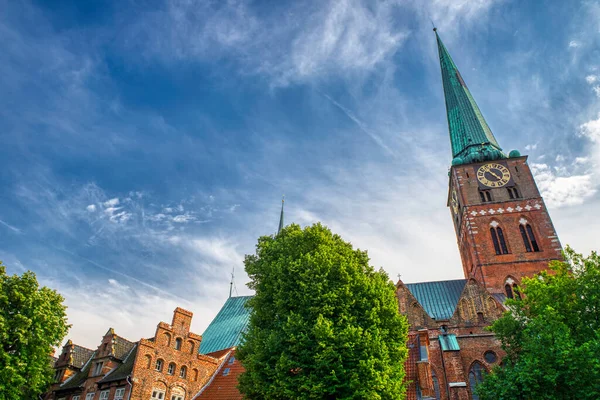 Turm Der Jacobs Kirche Der Lübecker Altstadt Deutschland — Stockfoto
