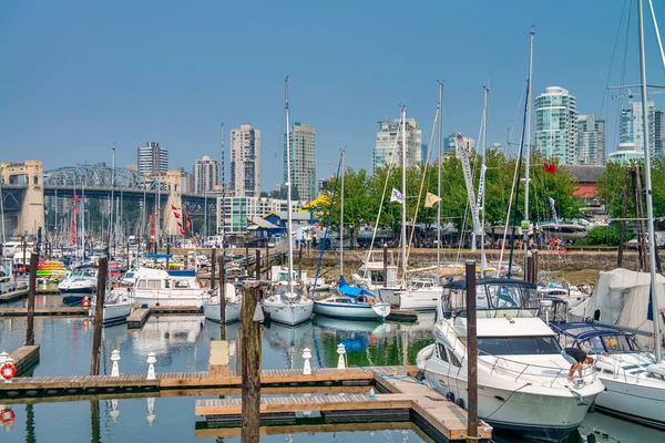 Vancouver Canadá Agosto 2017 Barcos Atracados Nos Cais Fisherman Wharf — Fotografia de Stock