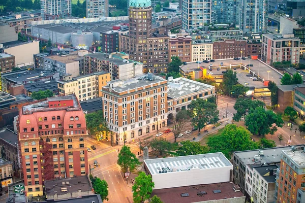 Vancouver Kanada Srpna 2017 Letecký Pohled Panorama Centra Vancouveru Noci — Stock fotografie