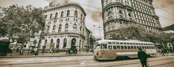 San Francisco California August 2017 Vintage Old Tram Market Street — Stock Photo, Image