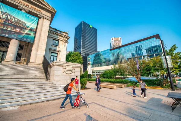 Vancouver Canadá Agosto 2017 Edifícios Longo Praça Robson Vancouver Belo — Fotografia de Stock