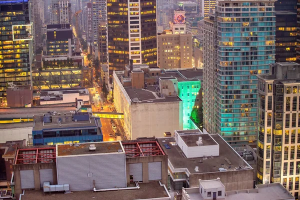 Vancouver Kanada Augusti 2017 Flygfoto Över Centrala Vancouver Skyline Natten — Stockfoto