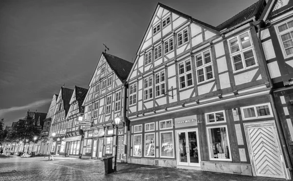 Целле Германия Июля 2016 Года Средневековые Городские Улицы Ночью — стоковое фото