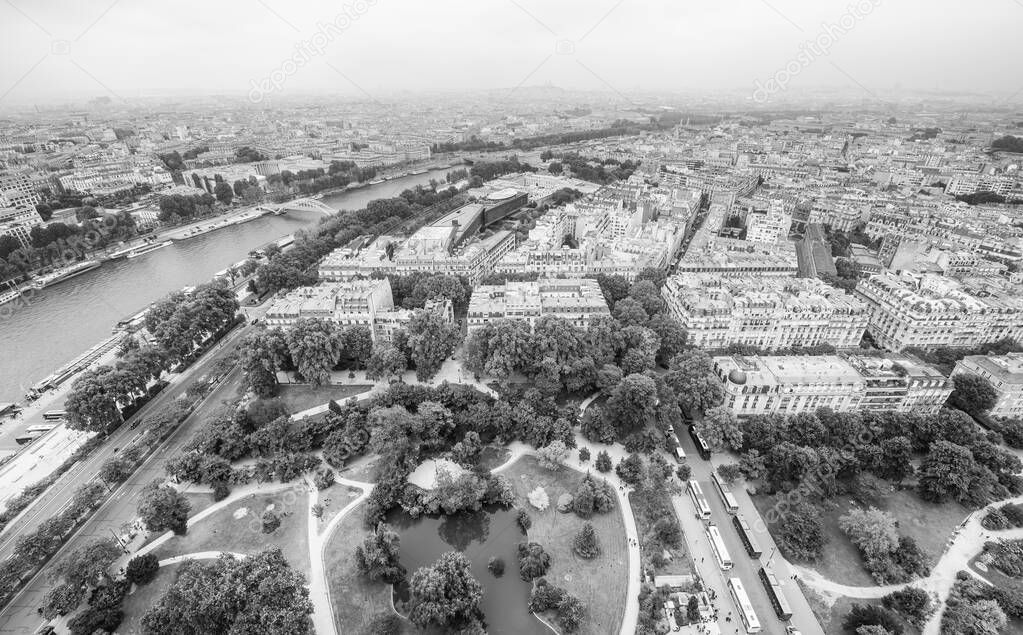 Aerial view of Paris skyline from Eiffel Tower