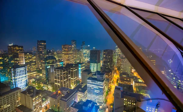 Vancouver Kanada Augusti 2017 Flygfoto Över Centrala Vancouver Skyline Natten — Stockfoto