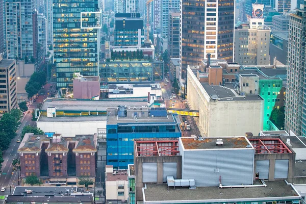 Vancouver Kanada Augusti 2017 Flygfoto Över Centrala Vancouver Skyline Natten — Stockfoto