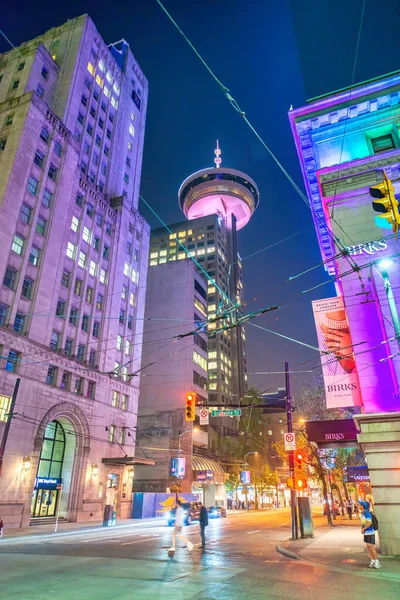 Vancouver Kanada Augusti 2018 Nattutsikt Över Birks Smycken Centrala Vancouver — Stockfoto