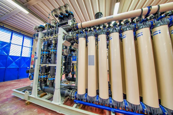 Fordított Ozmózis Rendszerek Víztisztító Telep Membránhelye Víztisztító Telep Csővezetékei Ipari — Stock Fotó