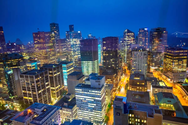 Vancouver Kanada Ağustos 2017 Vancouver Şehir Merkezinin Gece Gökyüzü Manzarası — Stok fotoğraf