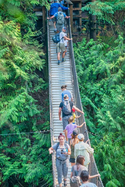 Vancouver Canadá Agosto 2017 Pessoas Ponte Capilano Uma Ponte Suspensão — Fotografia de Stock