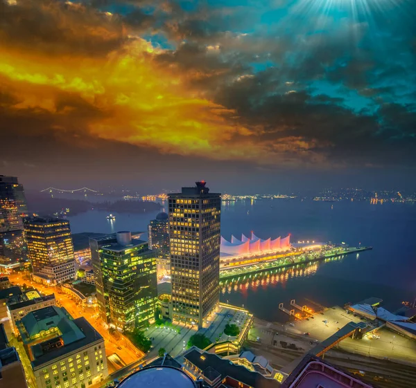 Luchtfoto Van Canada Plaats Vancouver Bij Zonsondergang British Columbia Canada — Stockfoto