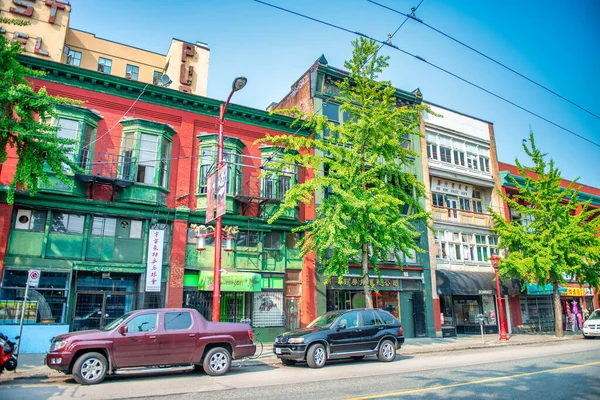 Vancouver Canada August 2017 Fargede Gater Chinatown Klar Solskinnsdag – stockfoto