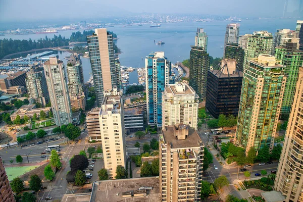 Vancouver Kanada Augusti 2017 Flygfoto Downtown Vancouver Skyline Sommardag — Stockfoto