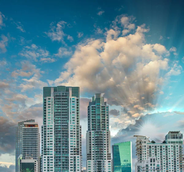 Edificios Modernos Del Centro Miami Atardecer Florida —  Fotos de Stock