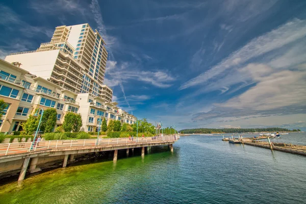 Bâtiments Ville Nanaimo Long Des Mers Par Une Belle Journée — Photo