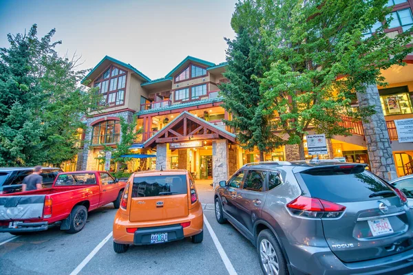 Whistler Canada August 2017 Beautiful Mountain Buildings Famous Town Sunset — Stock Photo, Image