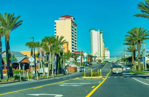 Panama City Florida Februar 2016 Stadtstraßen Bei Sonnenuntergang Ozean — Stockfoto