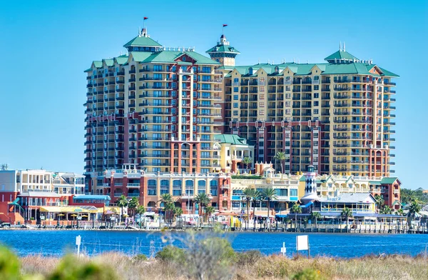 Destin Florida Лютого 2016 Bridge Destin City Hotels Blue Зимове — стокове фото