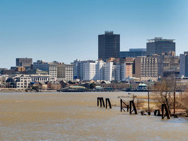 New Orleans City Skyline Mississippi River Sunny Winter Day — Stock Photo, Image