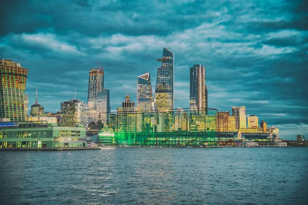 Sunset View Midtown Manhattan Skyline Seen Ferry Boat Tour City — Stock Photo, Image