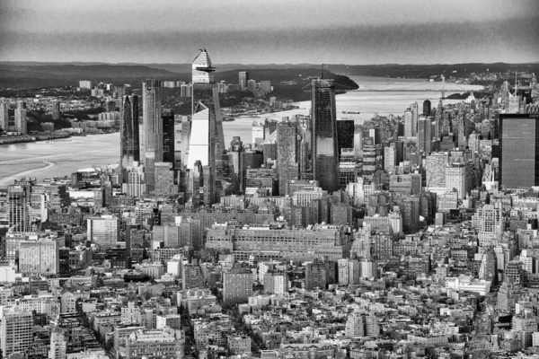 Vista Aérea Del Horizonte Del Lado Oeste Manhattan Largo Del — Foto de Stock