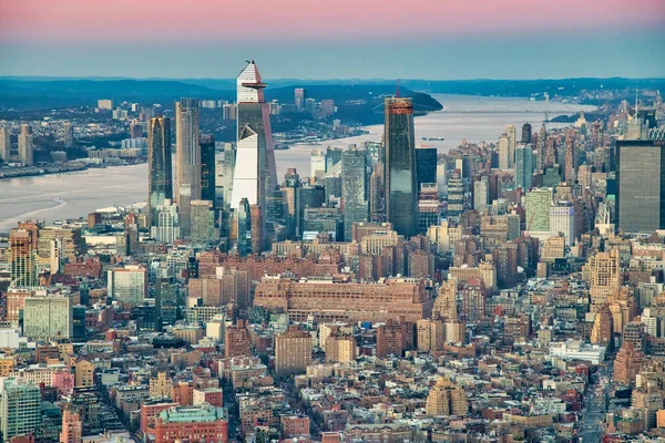 Vista Aérea Del Horizonte Del Lado Oeste Manhattan Largo Del — Foto de Stock