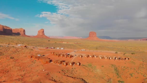 Panoramic view of Monument Valley landscape and buttes from drone on a sunny day, USA — Stock Video