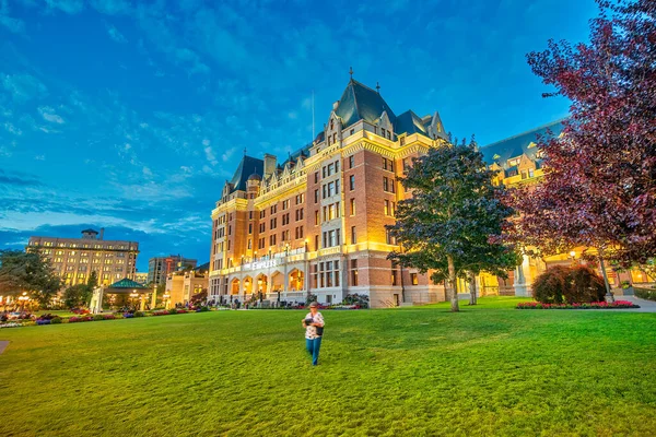 Victoria Canada August 2017 Fairmont Empress Hotel Beautiful Summer Night — Stock Photo, Image