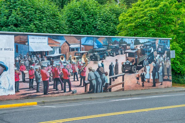 Vancouver Island Kanada Sierpnia 2017 Mural Opowiada Historię Chemainus Jest — Zdjęcie stockowe