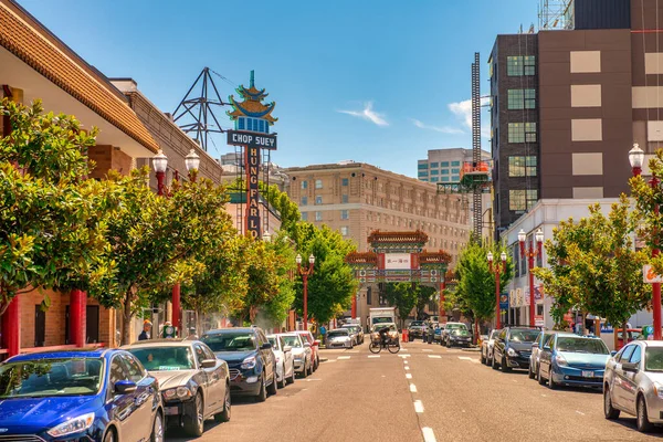 Portland August 2017 Moderne Stadthäuser Entlang Der Straßen Der Sommersaison — Stockfoto