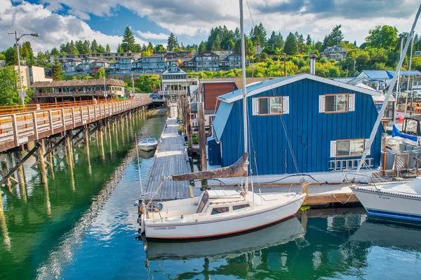 Vancouver Island Canada August 2017 Havnen Cowichan Bay Båter Vakker – stockfoto