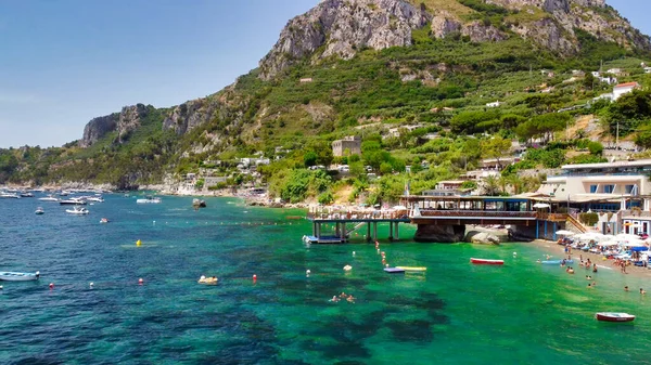 Niesamowity Widok Lotu Ptaka Wybrzeże Amalfi Sezonie Letnim — Zdjęcie stockowe