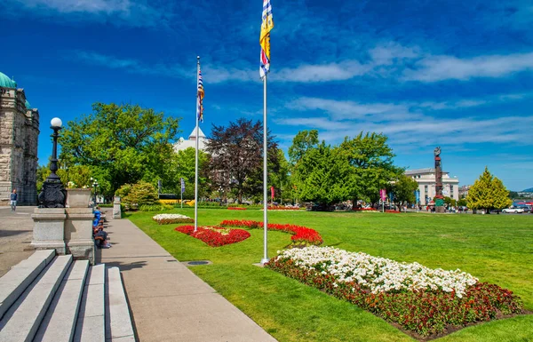 Vancouver Island Canada Agosto 2017 Turisti Fronte Agli Edifici Del — Foto Stock