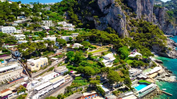 Hermosa Costa Marina Piccola Capri Vista Aérea Desde Dron —  Fotos de Stock