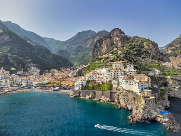 Vista Aérea Costa Amalfi Belo Dia Verão Campania Itália — Fotografia de Stock