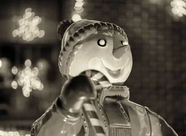 Χιονάνθρωπος Μαριονέτα Νύχτα Στο Dyker Heights Νέα Υόρκη Ηπα — Φωτογραφία Αρχείου