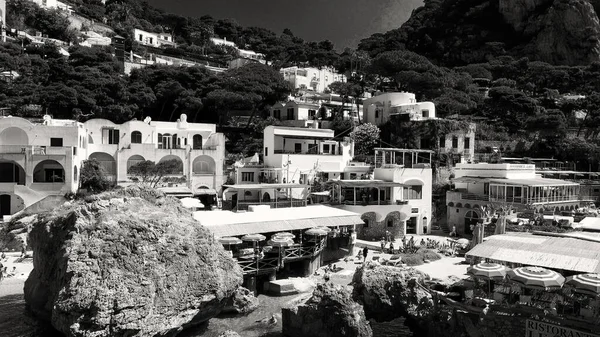 Capri Italy June 2021 Повітряний Вид Пляжу Марина Піккола Ресторанами — стокове фото