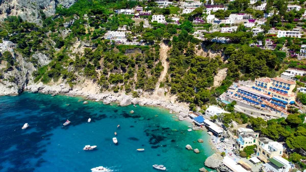 Vacker Kustlinje Marina Piccola Capri Flygfoto Från Drönare — Stockfoto