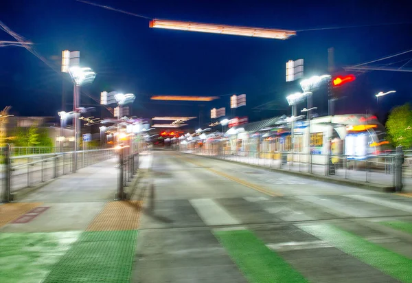 Blurred View Public Night Traffic — стоковое фото