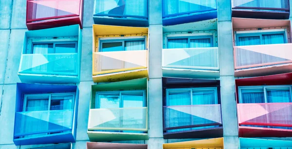 Colorful Terraces Modern Tall Building — Φωτογραφία Αρχείου